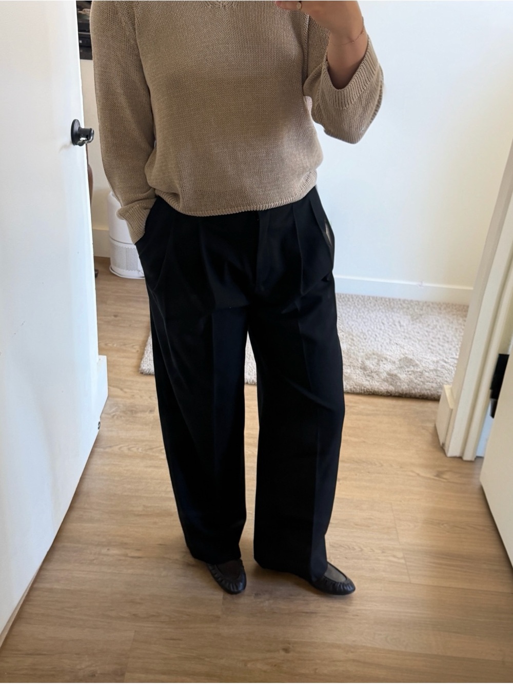 Cos twill wide leg pleated pants size US 8